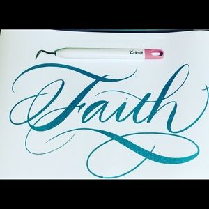 Faith decal made with blue glitter permanent vinyl
